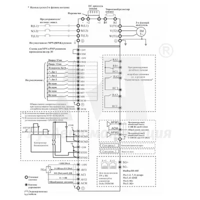 Схема подключения ПЧ VFD150CP43A-21  фото