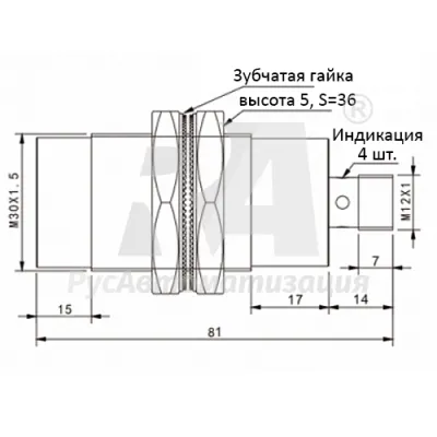 Габаритные размеры TLN30-25NO-E2 фото