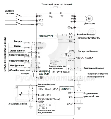 Схема подключения ПЧ AX200-903A43G  фото
