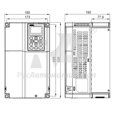 Габаритные размеры VFD110C43A фото