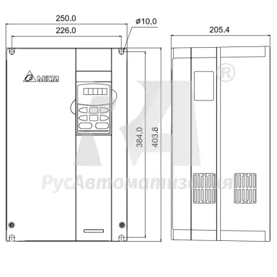 Габаритные размеры VFD220B43A фото