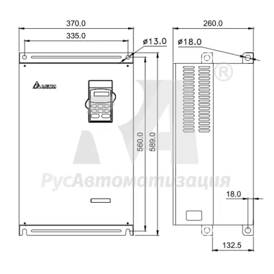 Габаритные размеры VFD450B43A фото