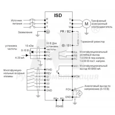 Схема подключения ПЧ ISD551U21B  фото