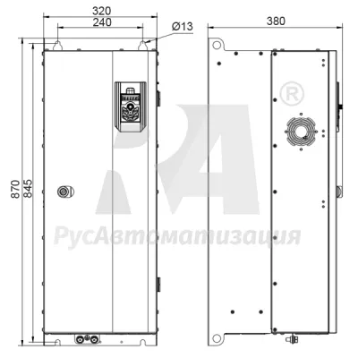 Габаритные размеры AD800-4T132H/160L-PU00CU00 фото