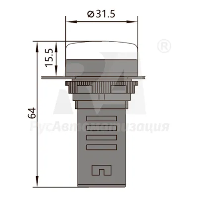 Габаритные размеры ND16-22D/2 зеленый AC/DC230В фото