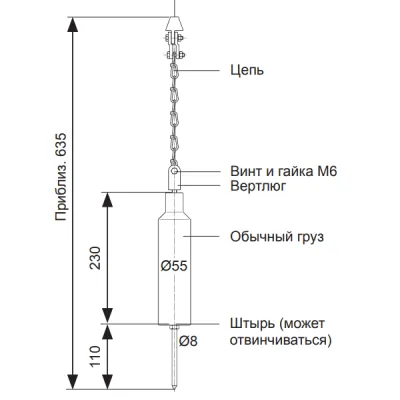 Габаритные размеры измерительного груза уровнемера IL-LTS 03ACSH***12*2A*3A*4B*51*61*71  фото