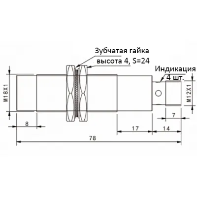 Габаритные размеры TRN18-08NO-E2 фото