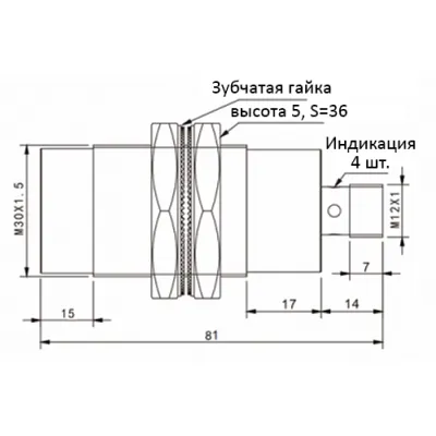 Габаритные размеры TLN30-25PO-E2 фото
