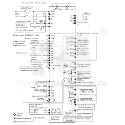 Схема подключения ПЧ VFD900CH43A фото