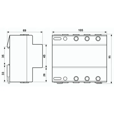 Габаритные размеры УЗМ-3-63К AC230В/AC400В УХЛ2 фото