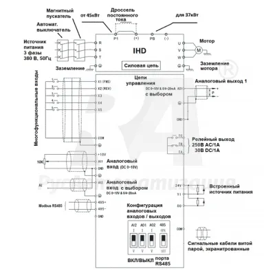 Схема подключения ПЧ IHD254P43T  фото