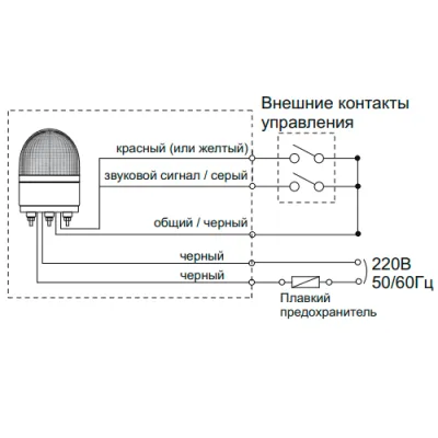 Электрическое соединение проблескового маячка SL100B-220-G фото