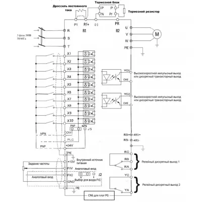 Схема подключения ПЧ AX300-224A43G  фото