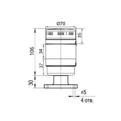 Габаритные размеры XSON-BTL70BK-S1PFY-LN24-30 фото