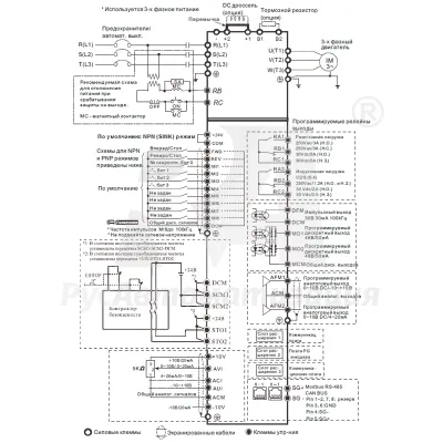 Схема подключения ПЧ VFD300C43E(U) фото