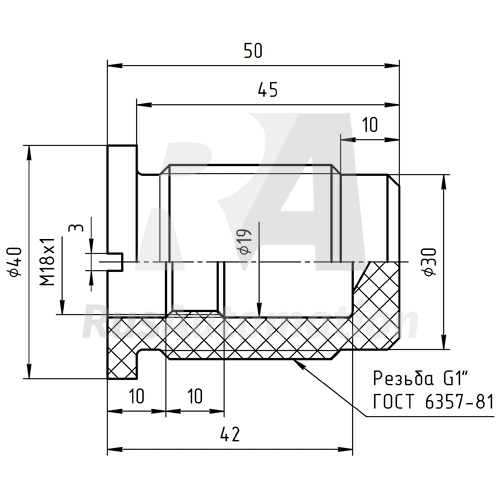 Габаритные размеры Бр_G1/M18-50