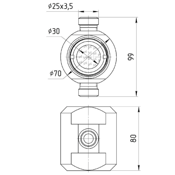 Габаритные размеры IFL-IG-E41-20-WN(25х3,5)/PTFE-W-U