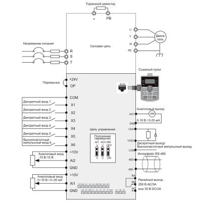 Схема подключения ПЧ ESQ-230-4T-37K  фото