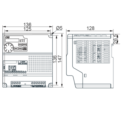 Габаритные размеры ESQ-A500-021-2.2K фото