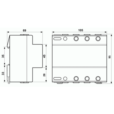 Габаритные размеры УЗМ-3-63К AC230В/AC400В УХЛ2 фото