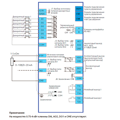 Схема подключения ПЧ ESQ-770-4T-0022  фото